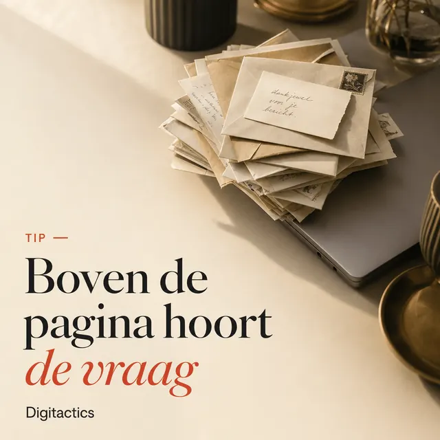 Omslagbeeld bij het artikel Zet de vraag boven je pagina, niet de naam van je dienst