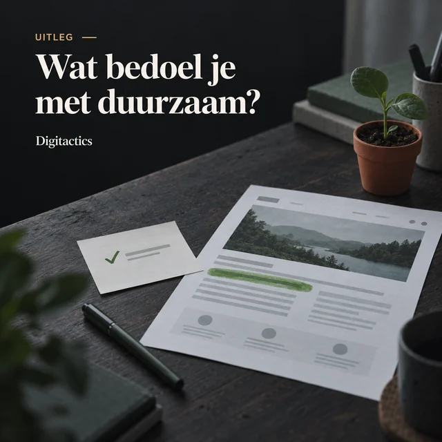 Omslagbeeld bij het artikel Staat er ‘duurzaam’ op je website? Dan moet je nu kunnen uitleggen wat je bedoelt