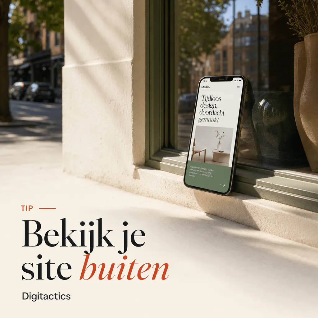 Omslagbeeld bij het artikel Bekijk je website buiten, in de zon, met een hand